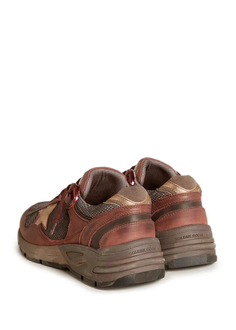 golden goose running dad burgundy back