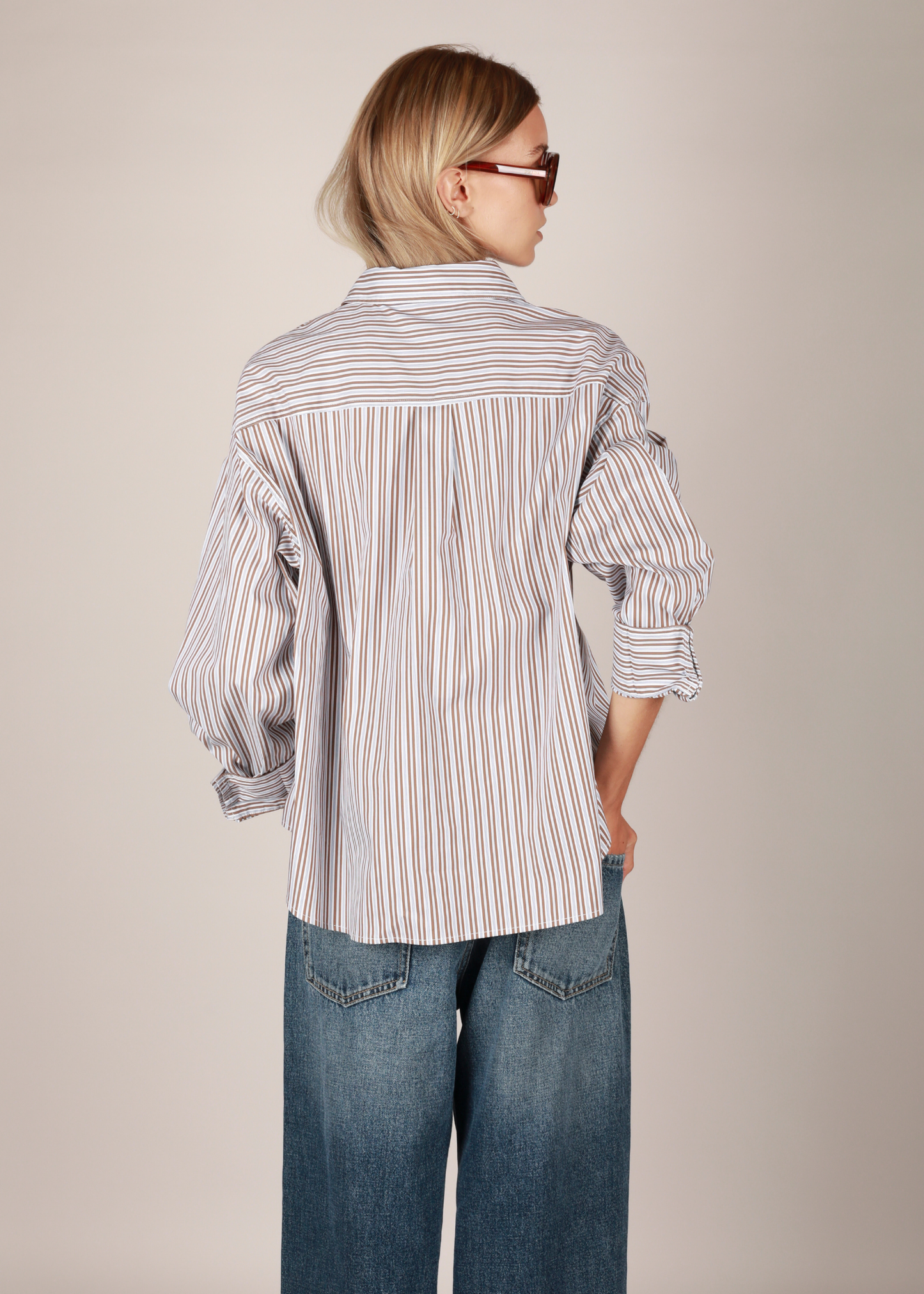 NOTED ANTWERP - ANNI SHIRT STRIPE BLUE BROWN