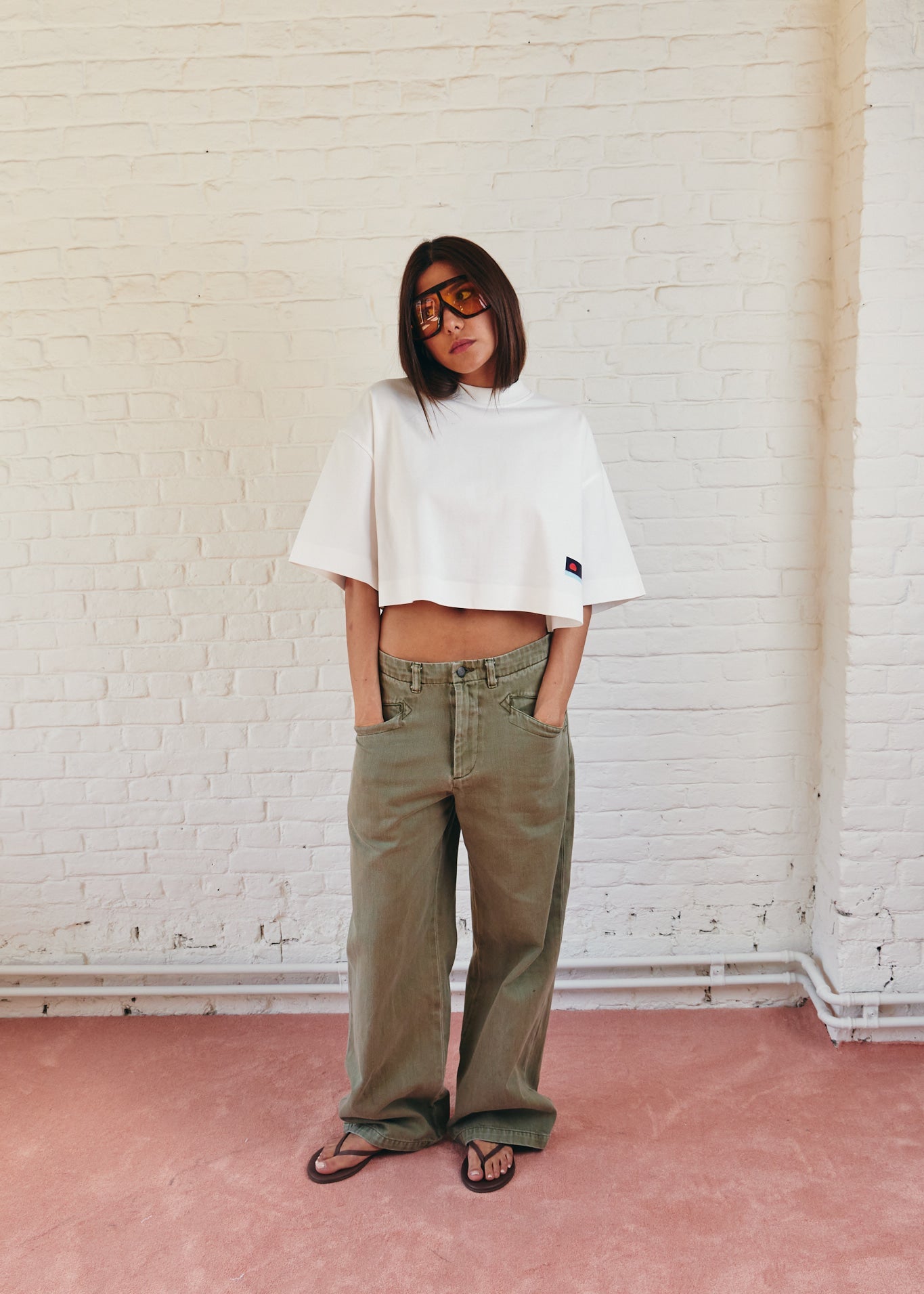 cropped tee double sunset white