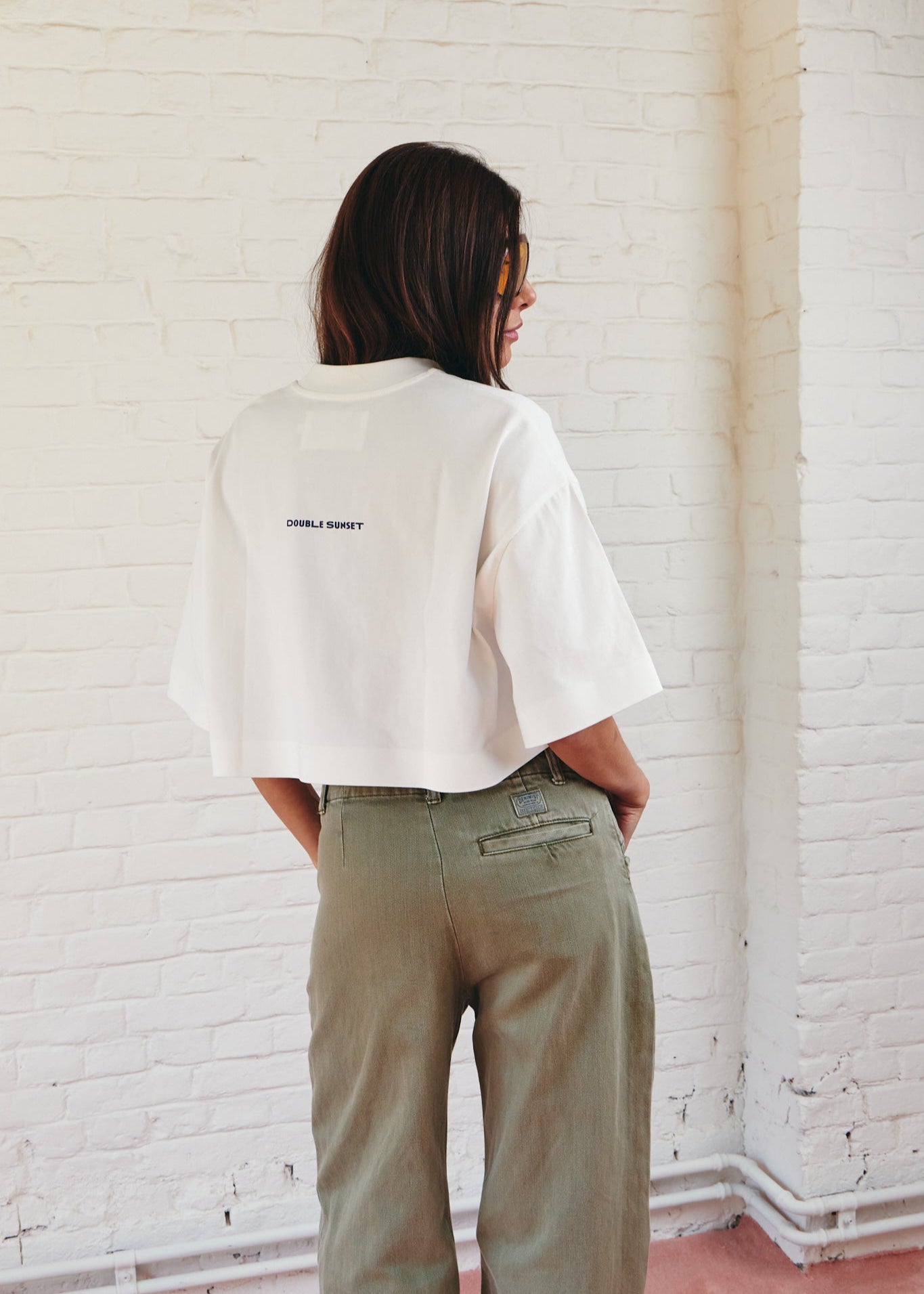 cropped tee double sunset white