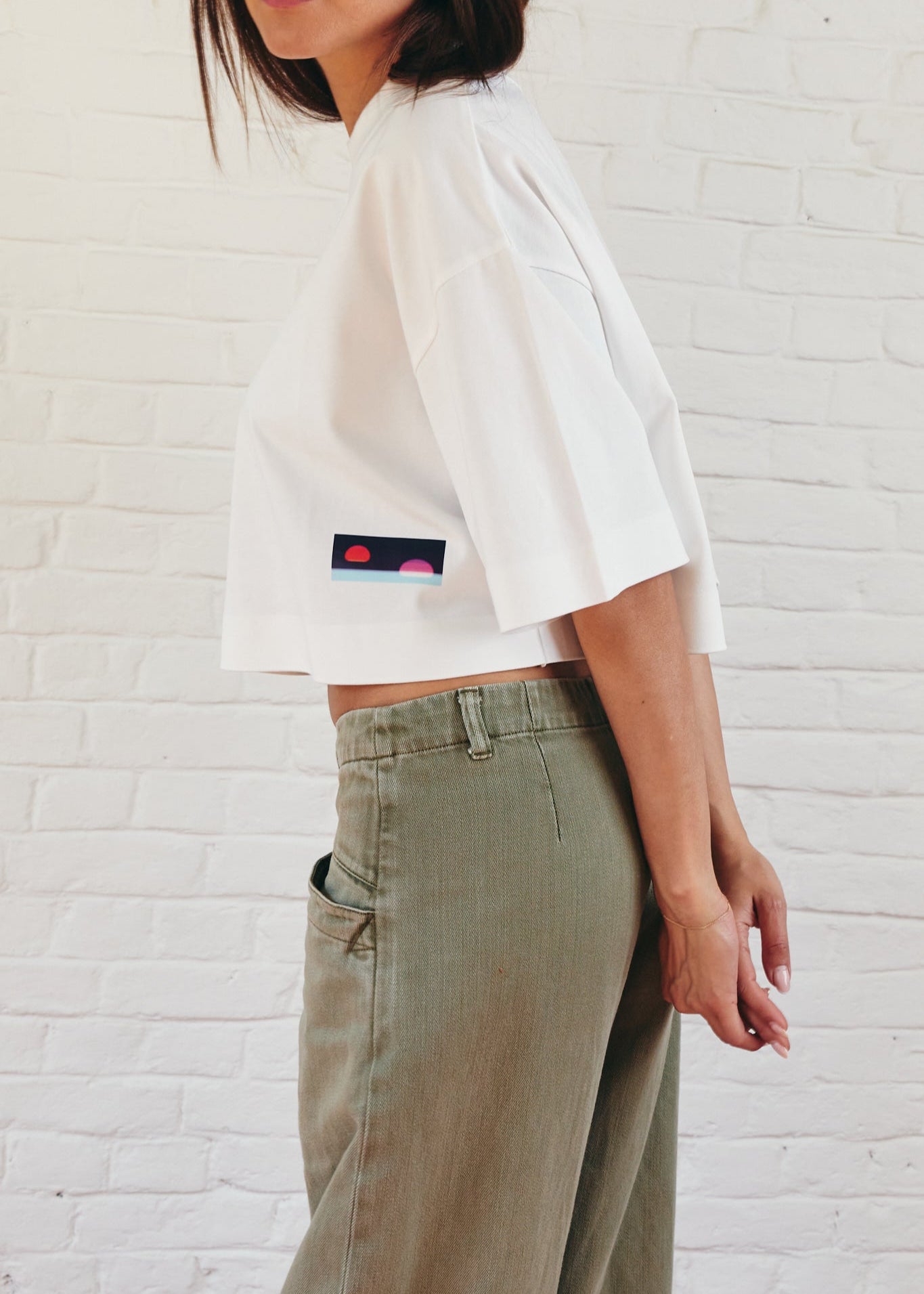 cropped tee double sunset white
