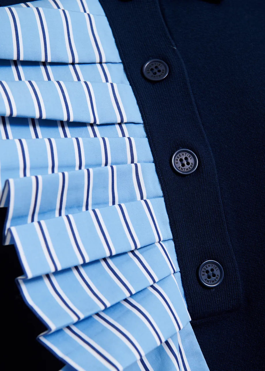 ESSENTIEL - JUMBLE POLO WIT FRILL NAVY