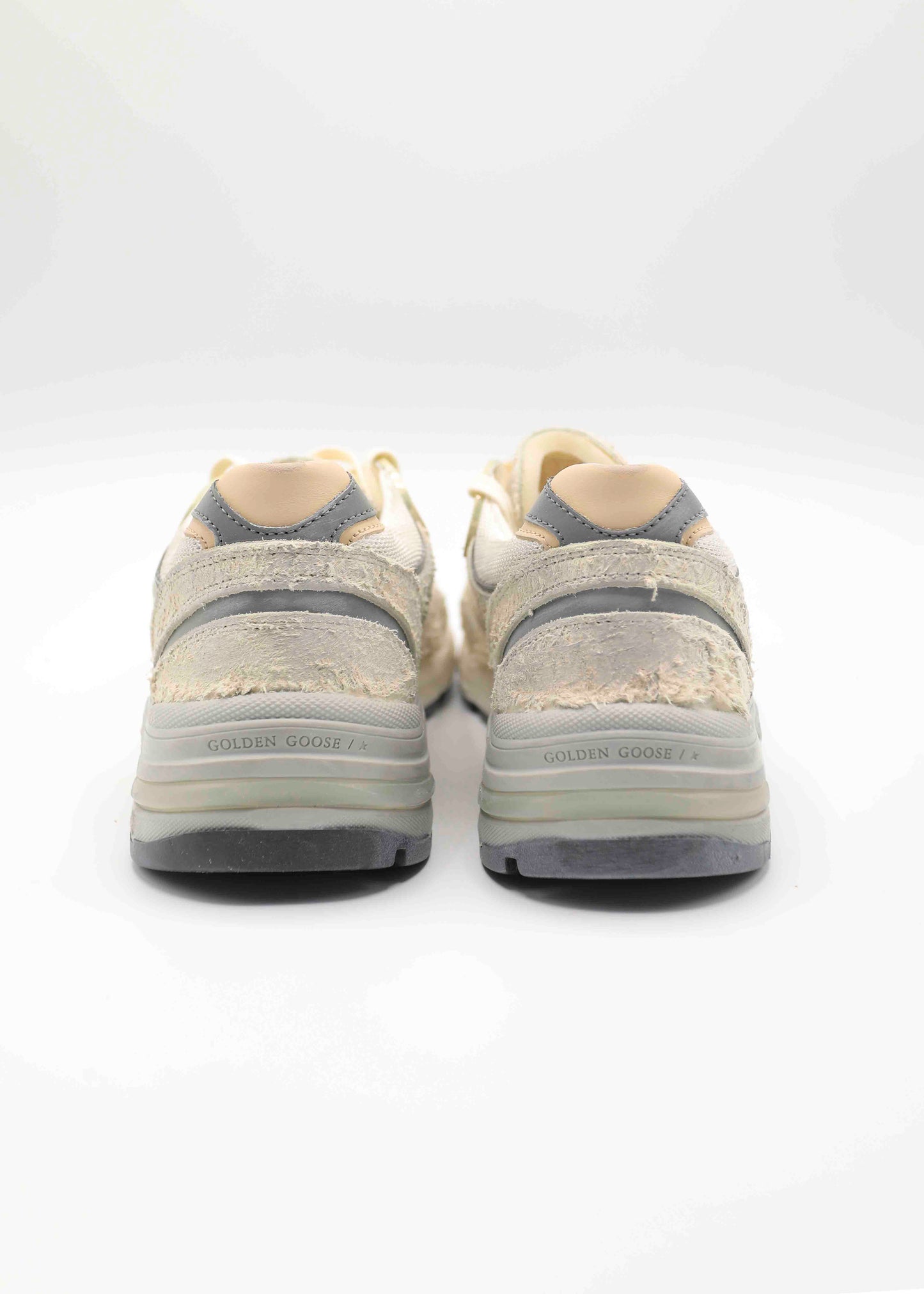 golden goose running dad white silver back