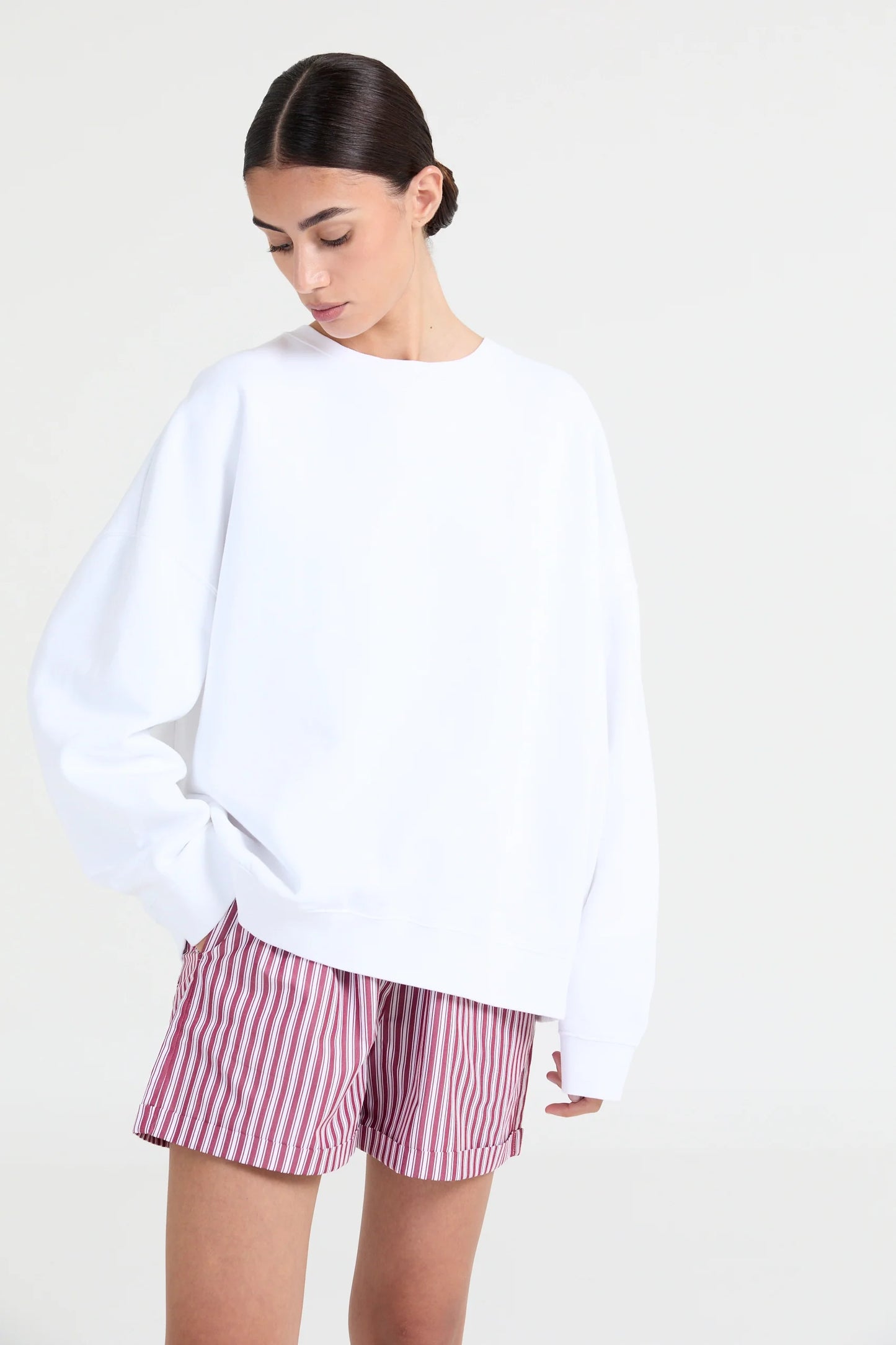 COOPER SWEATER TEXT WHITE/BURGUNDY
