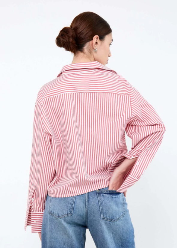LIV THE LABEL - PIPPA SHIRT CROPPED RED STRIPE