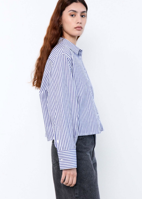 LIV THE LABEL - PIPPA SHIRT CROPPED BLEU STRIPE