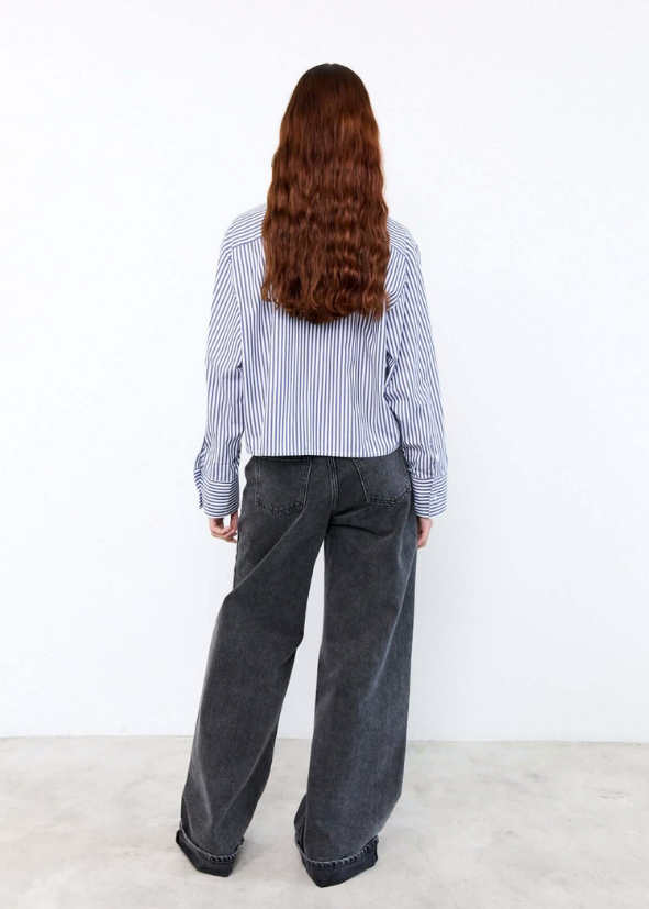 LIV THE LABEL - PIPPA SHIRT CROPPED BLEU STRIPE