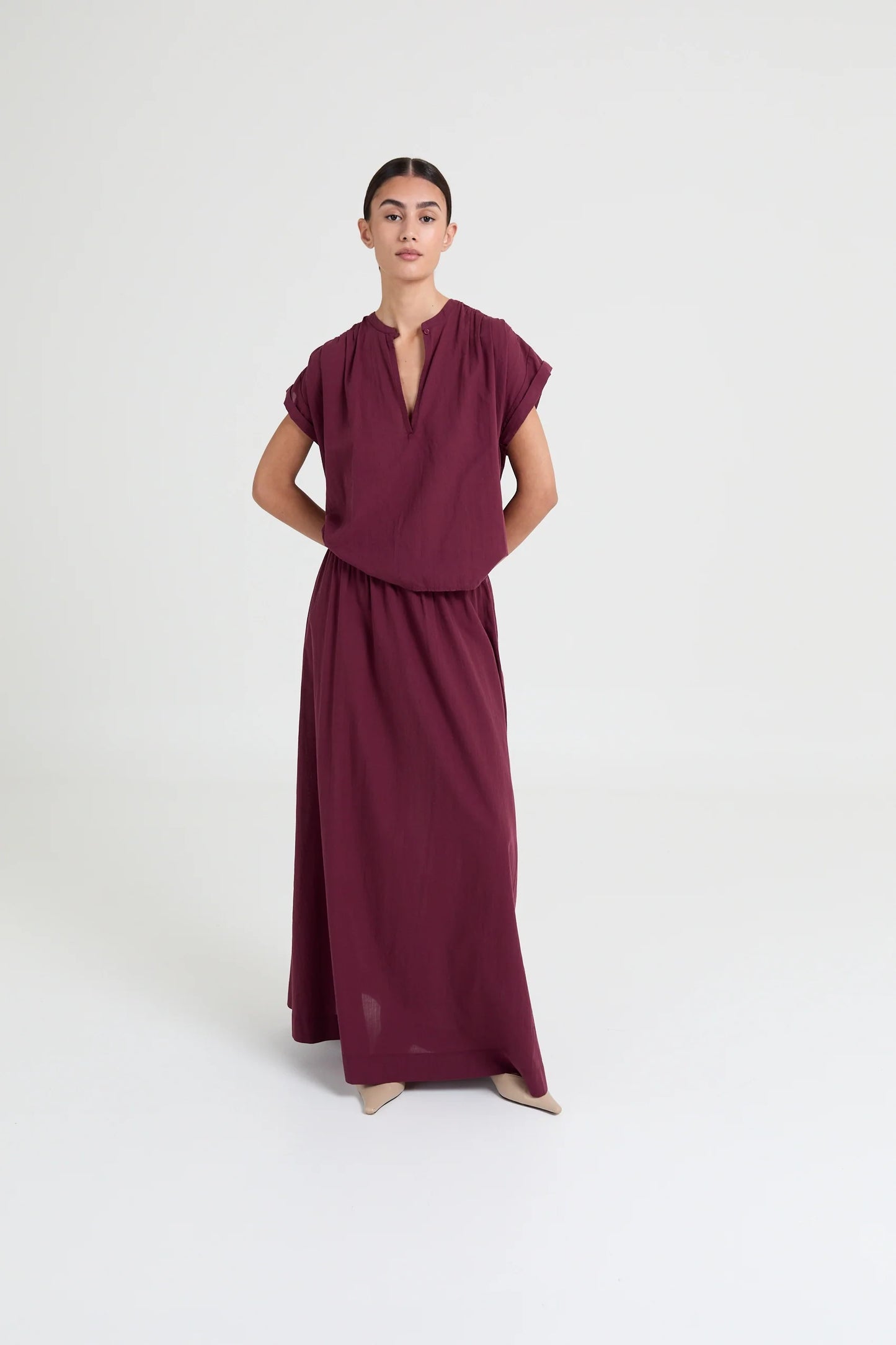 YULIA SHIRT VOILE BURGUNDY