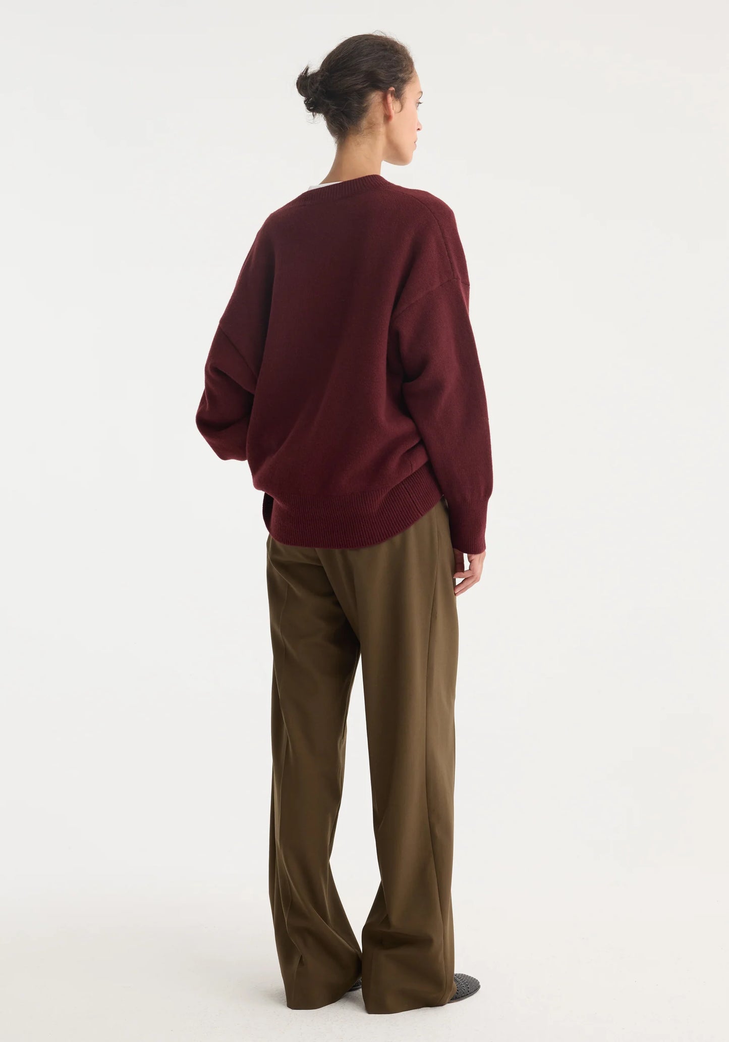 ROHE - PULL BURGUNDY V-NECK