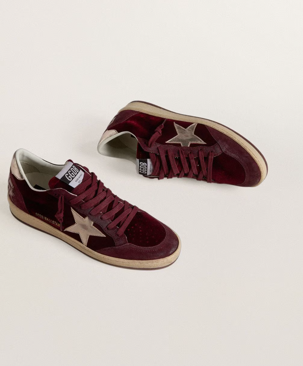 GOLDEN GOOSE- BALLSTAR VELVET BURGUNDY