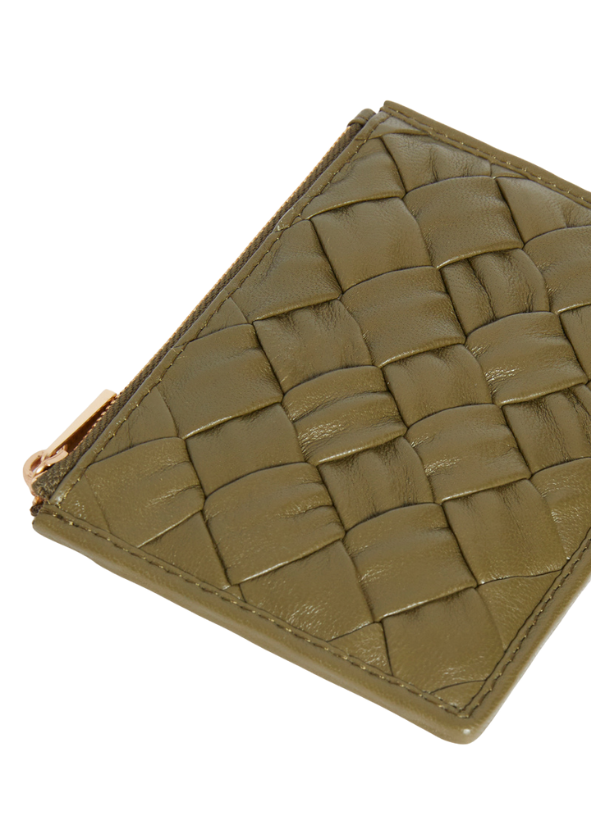 VANESSA BRUNO - PORTE MONNAIE BRAIDED KHAKI