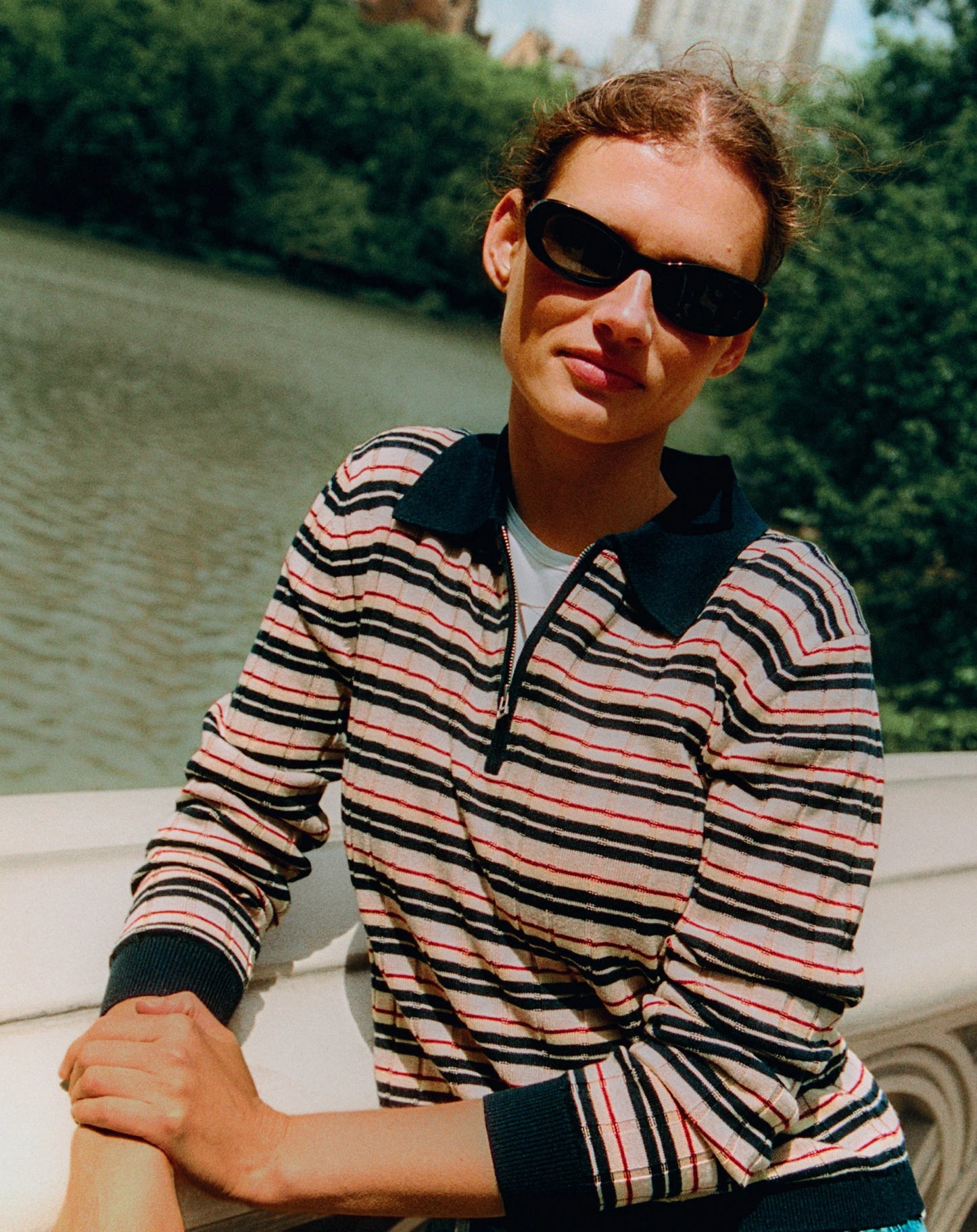 GUEST IN RESIDENCE - TRACK POLO STRIPE BLEU