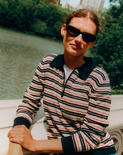 GUEST IN RESIDENCE - TRACK POLO STRIPE BLEU