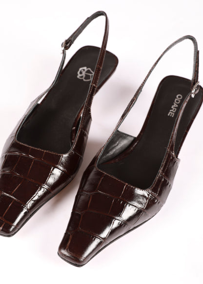ANNA SLINGBACK CROCO BROWN