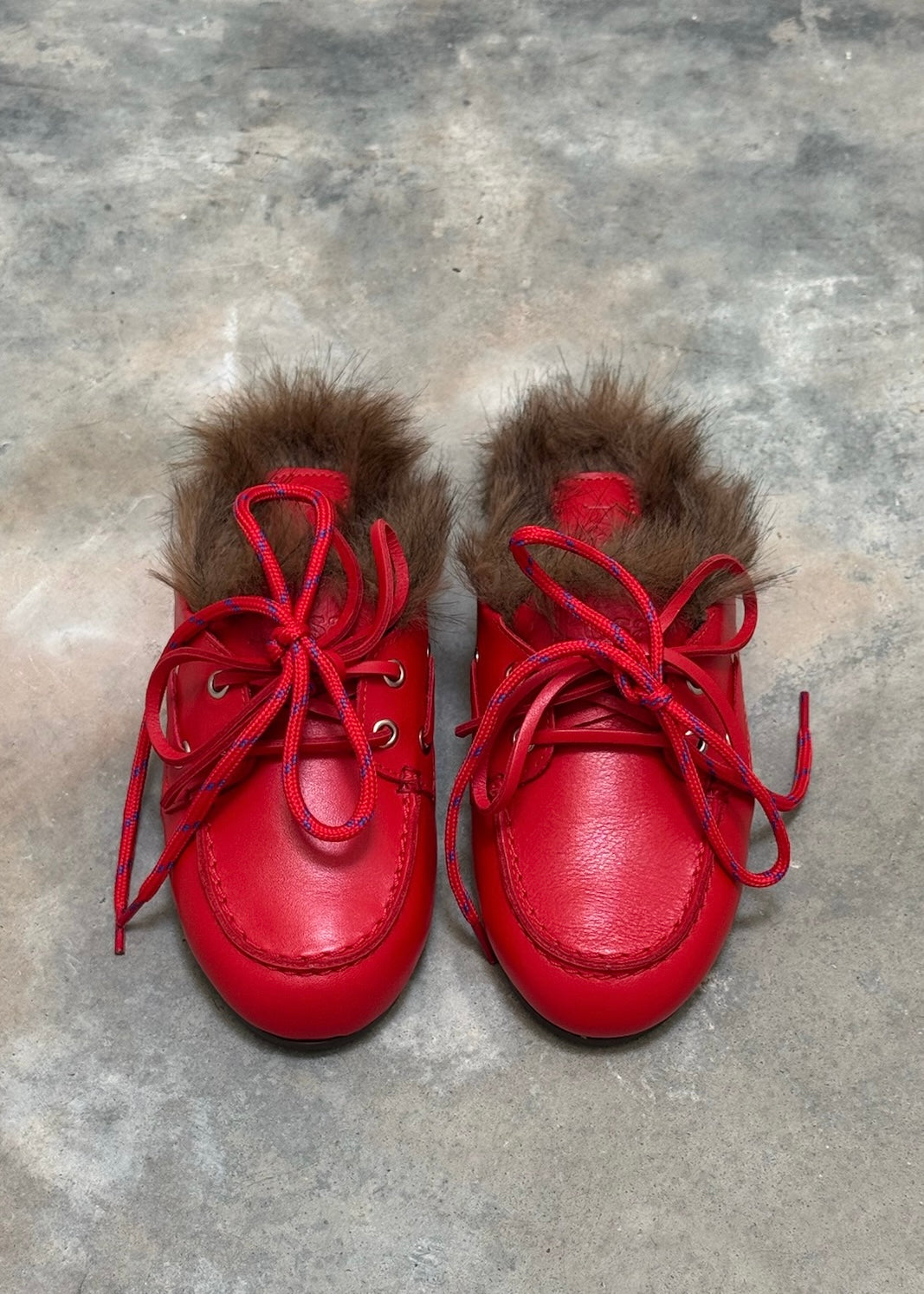POSA - MULE HAIRY FUR-RED LEATHER