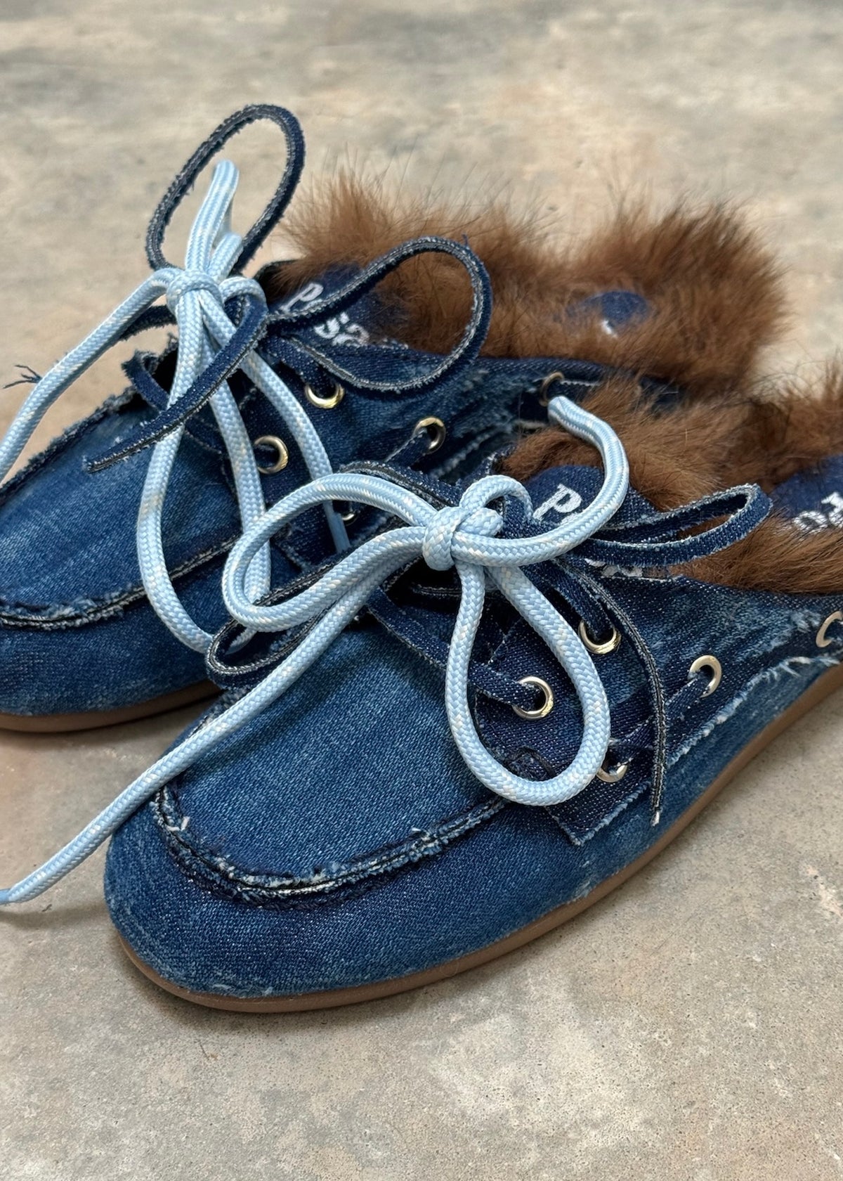 POSA - MULE HAIRY FUR-DENIM
