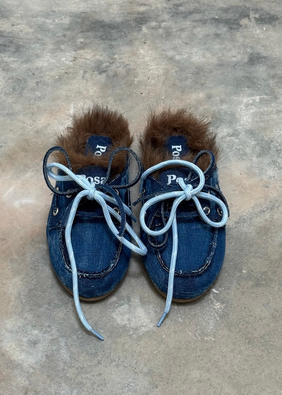POSA - MULE HAIRY FUR-DENIM