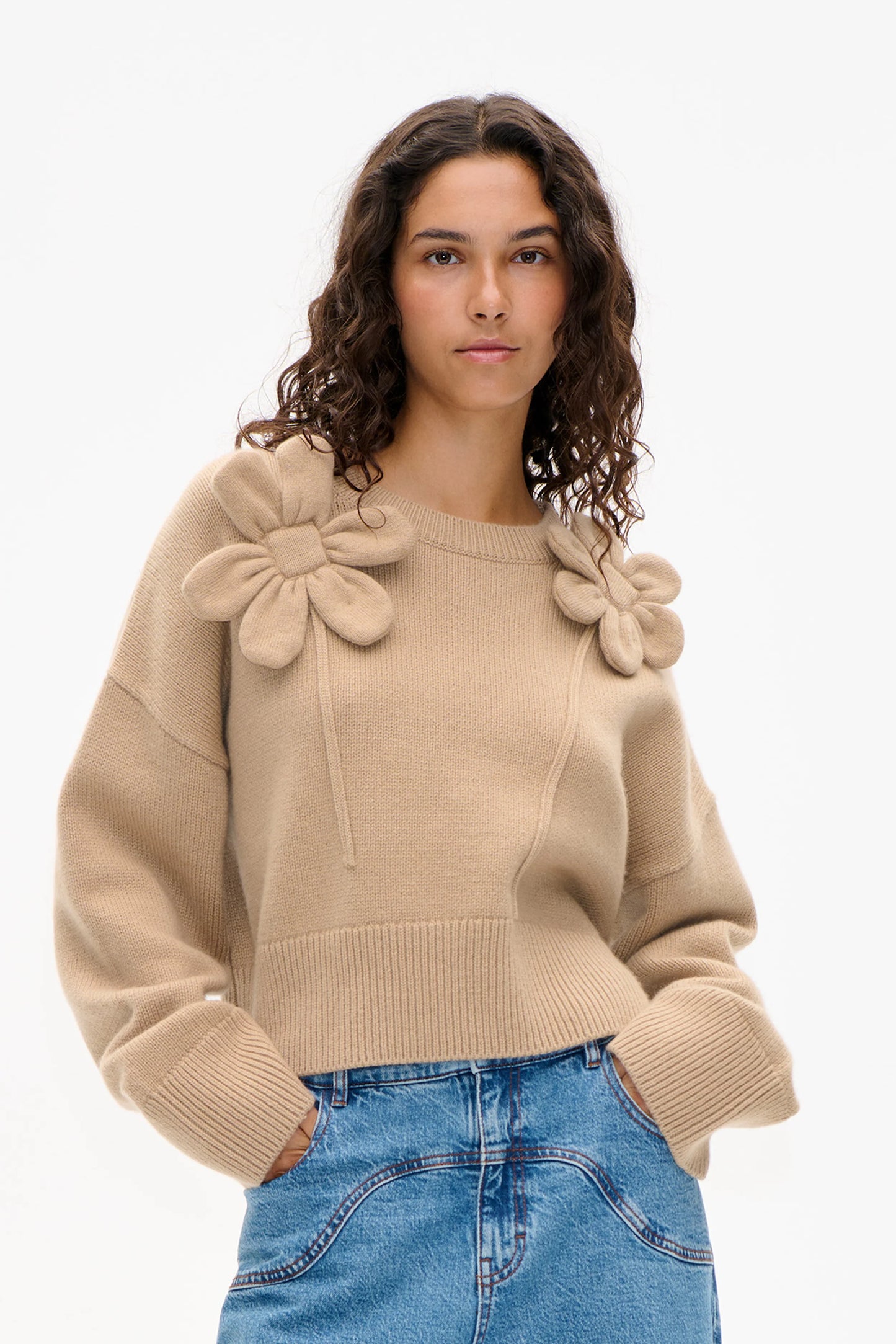 CENIA PULL FLEUR CAMEL