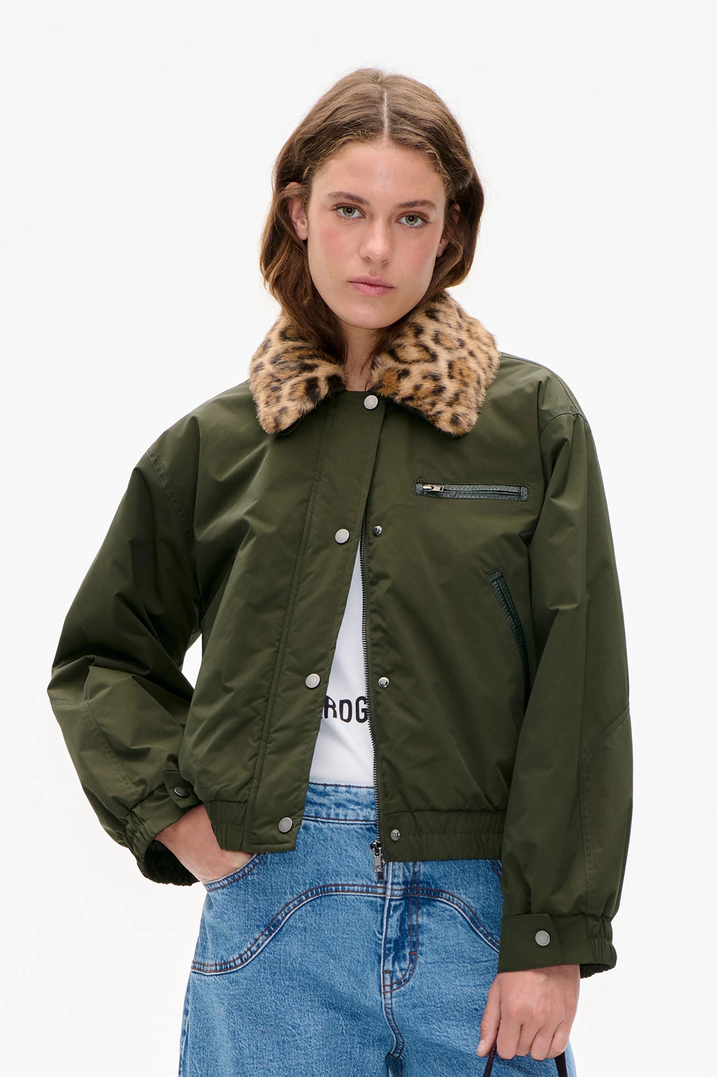 BAUM UND PFERDGARTEN - BRONTE JACKET GREEN LEOPARD