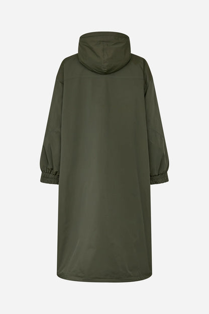 DEMI COAT LONG GREEN LEOPARD