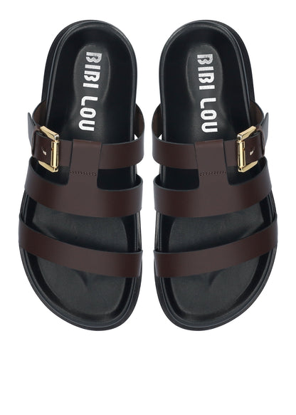SLIPPER RIEM GESP BRUN