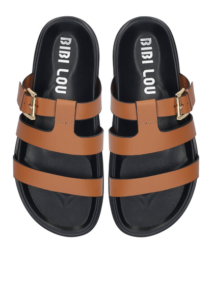 SLIPPER RIEM GESP CAMEL