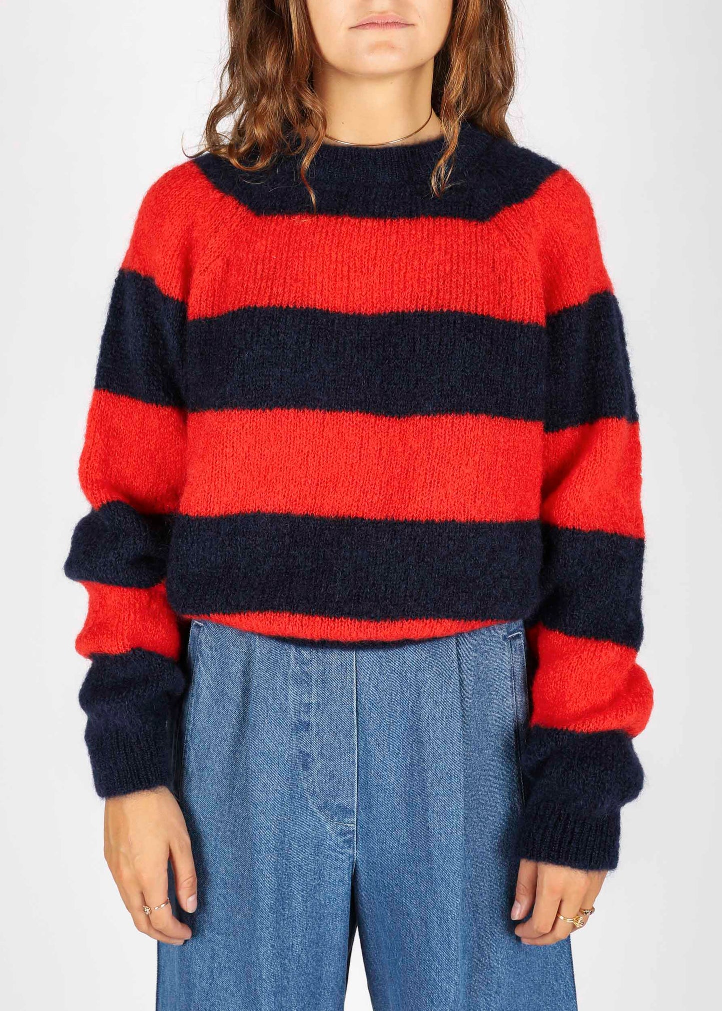 BY-BAR SIAN PULLOVER NAVY/RED