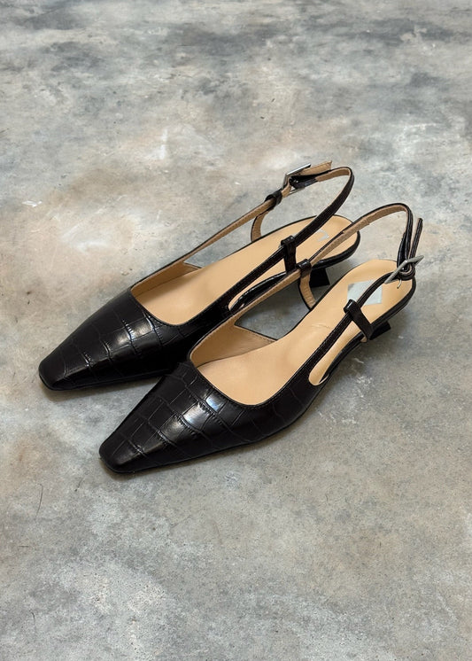LAURA SLINGBACK CROCO COFFEE