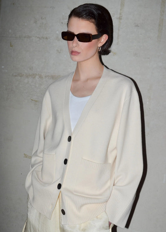 COLLECTORS CLUB - KOMPAK CARDIGAN V ECRU