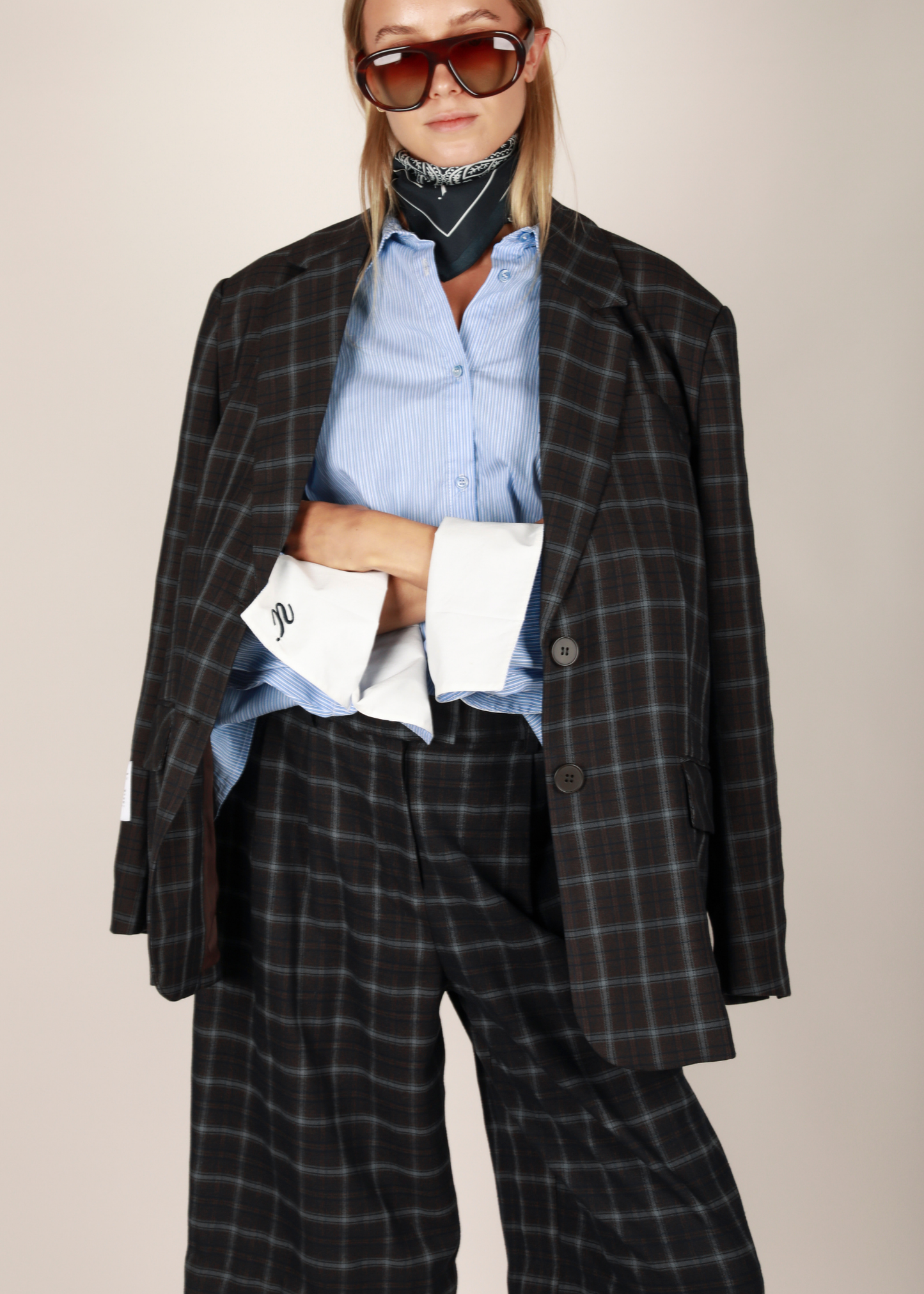 NOTED ANTWERP - CARLI BLAZER CHECKERED BLU/RED