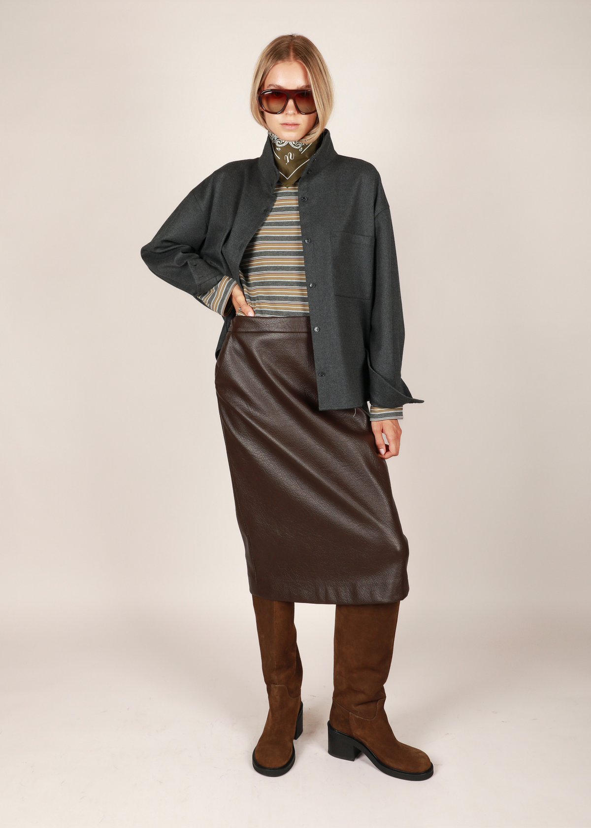 NOTED ANTWERP - DULA SKIRT F.LEATHER BROWN