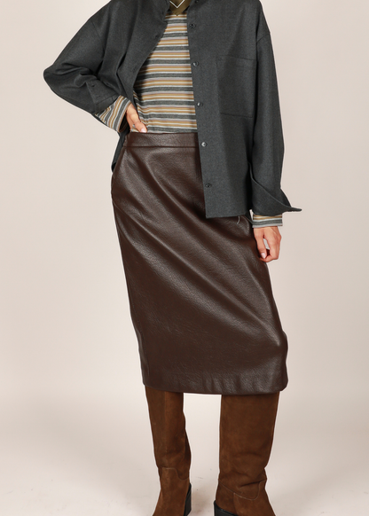 NOTED ANTWERP - DULA SKIRT F.LEATHER BROWN