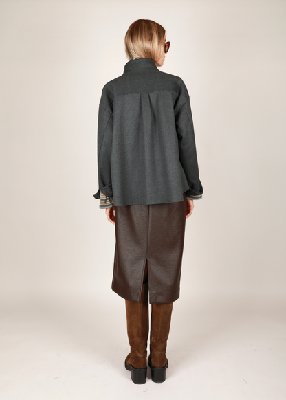 NOTED ANTWERP - DULA SKIRT F.LEATHER BROWN