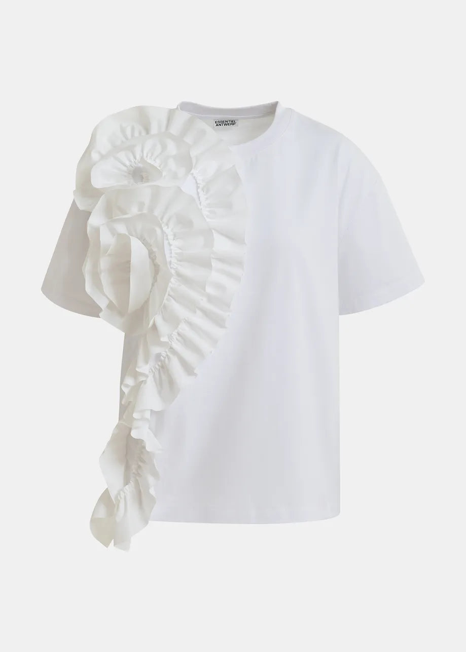 JIDOLE TSHIRT WHITE+RUFFLE