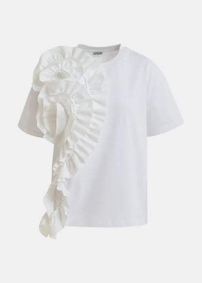 JIDOLE TSHIRT WHITE+RUFFLE