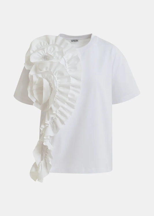 JIDOLE TSHIRT WHITE+RUFFLE