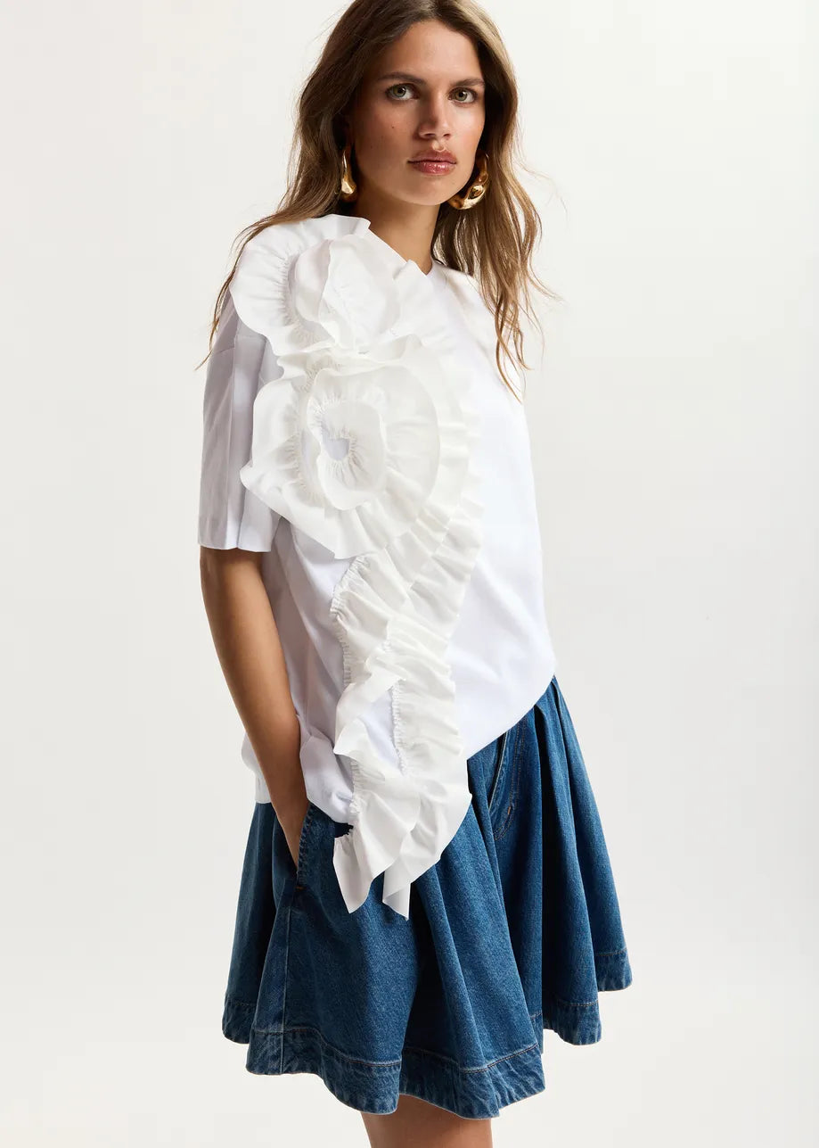 JIDOLE TSHIRT WHITE+RUFFLE