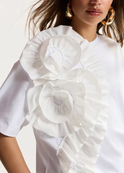 JIDOLE TSHIRT WHITE+RUFFLE