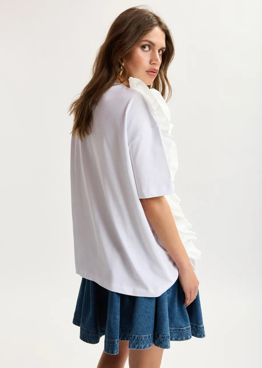 JIDOLE TSHIRT WHITE+RUFFLE