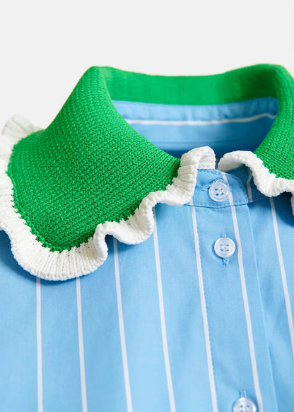 JOYFUL SHIRT CROCHET COMBO BLEU