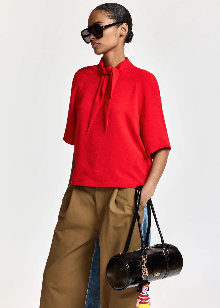 ESSENTIEL - KASSIE SHIRT NECK TIE RED