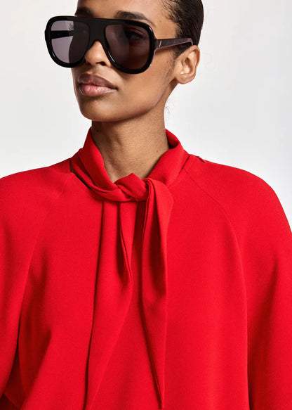 ESSENTIEL - KASSIE SHIRT NECK TIE RED