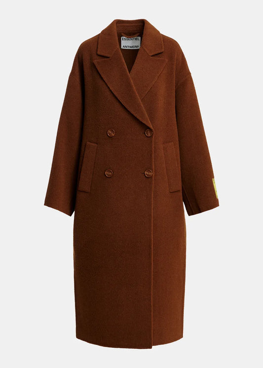 ESSENTIEL - KELP COAT DOUBLE FACE BROWN