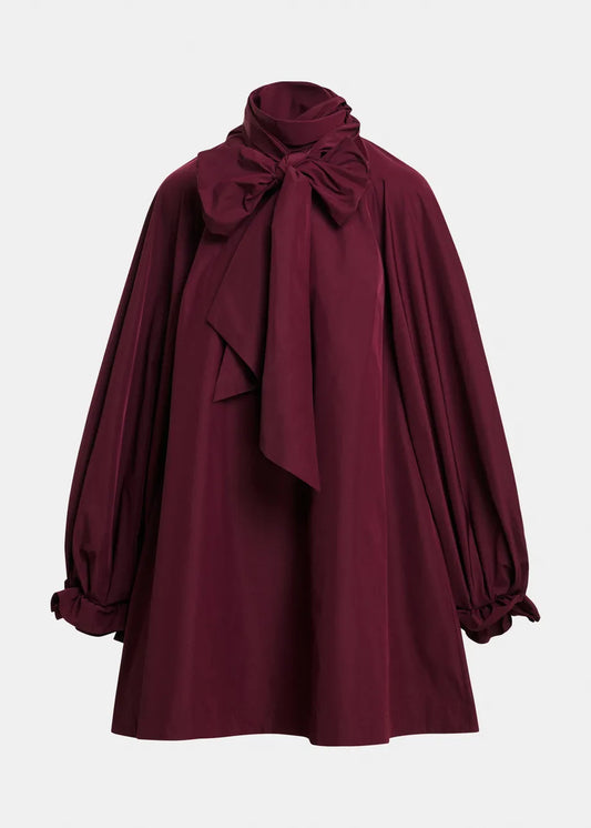 ESSENTIEL - KHAI MINIDRESS BOW TIE WINE