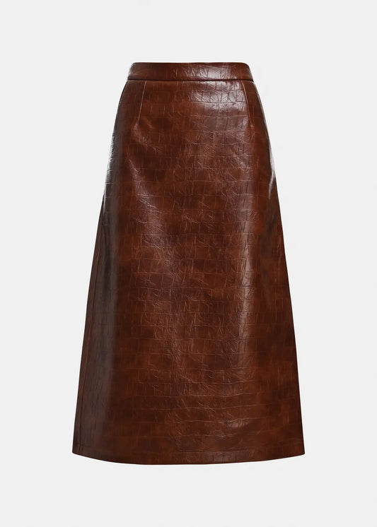 ESSENTIEL - KIND SKIRT FAUX LEATHER BROWN