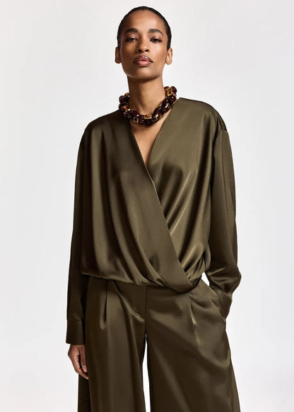 ESSENTIEL - KOLKWITZIA WRAP TOP KHAKI