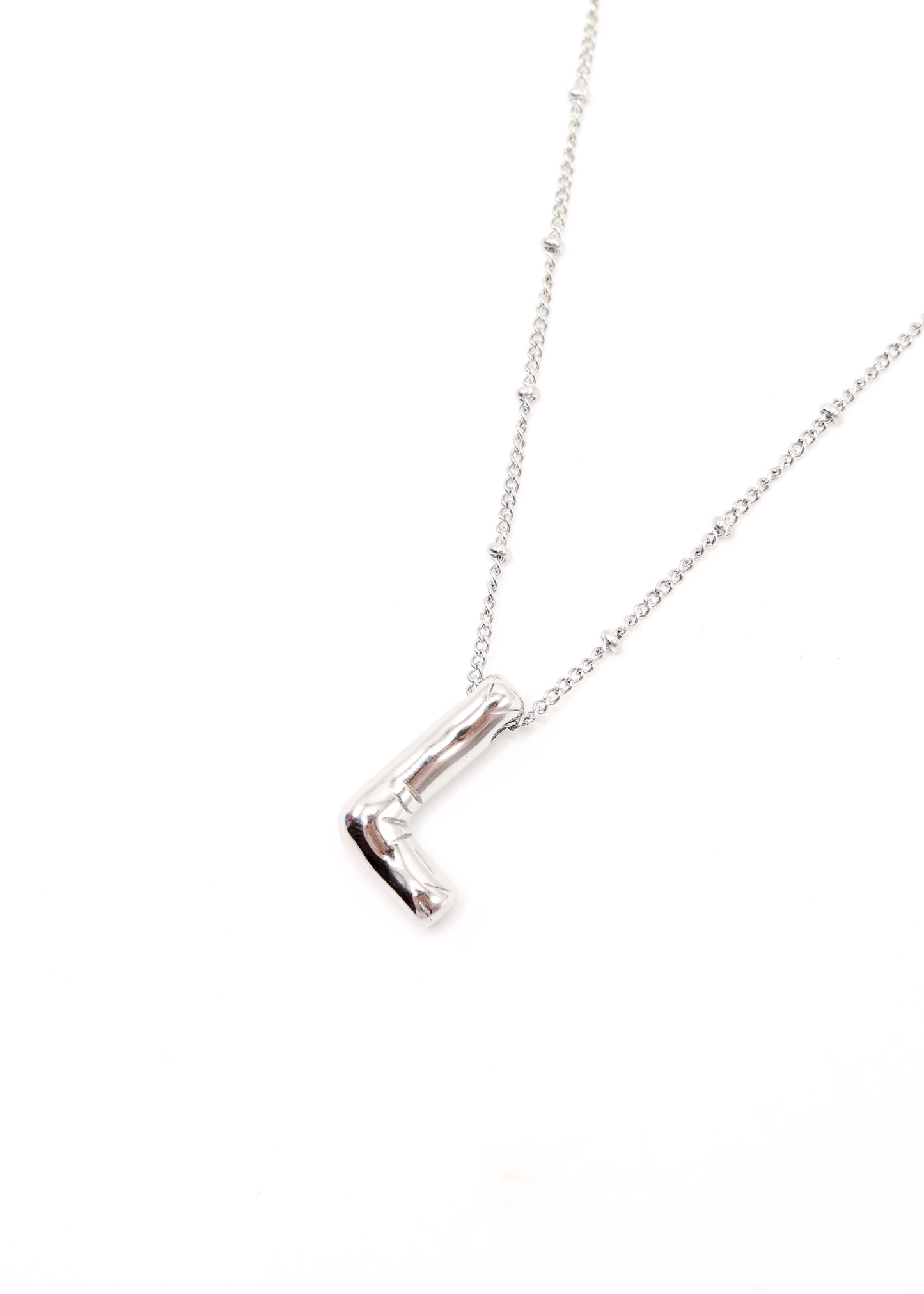 ATELIER CHAR.M - BUBBLE LETTER NECKLACE SILVER