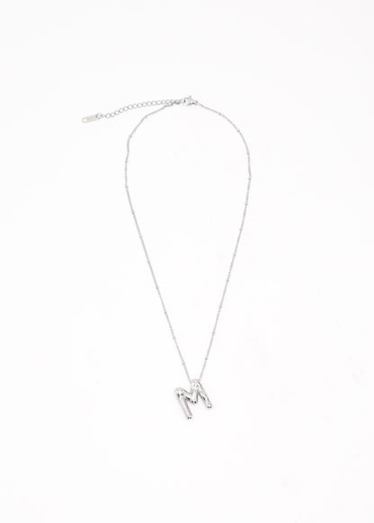 ATELIER CHAR.M - BUBBLE LETTER NECKLACE SILVER