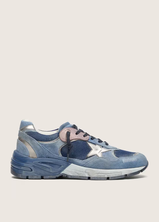 GOLDEN GOOSE - DAD STAR DENIM BLUE WITH SILVER