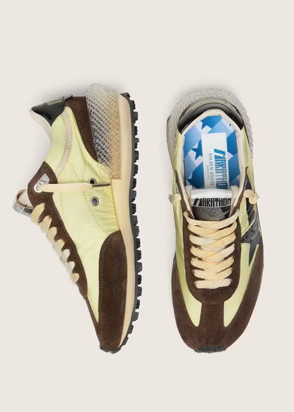 GOLDEN GOOSE - RUNNING MARATHON NYLON BROWN YELLOW